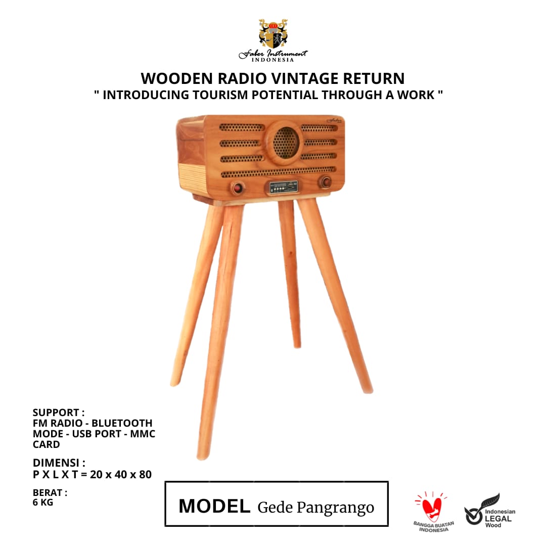 Wooden Radio Model Gede Pangrango